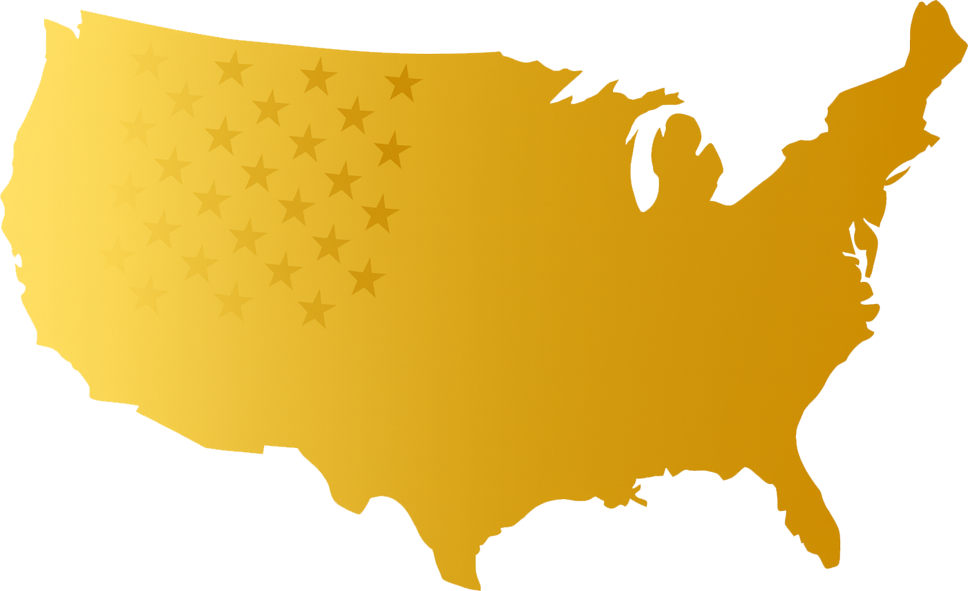 RV Rental Housing Silhouette of the United States filled with a gradient and stars pattern.